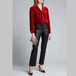 L'AGENCE Gisele Velvet Red Blouse Button Down New With Tag Small